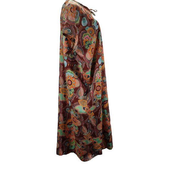 Vintage 70s Volup Dayglow Caftan Kaftan Size 1X/2X  Floral Acrylic Barkcloth - Picture 5 of 11
